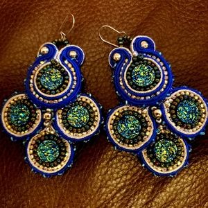 "Peacock paradise" handmade dangle earrings